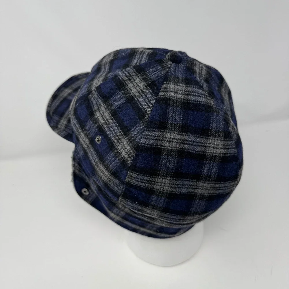 Outdoor Research Yukon Cap Blue Plaid Wool Blend Ear Flap Hat L/XL